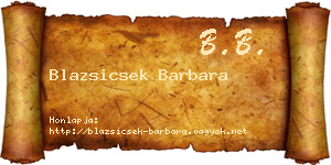 Blazsicsek Barbara névjegykártya